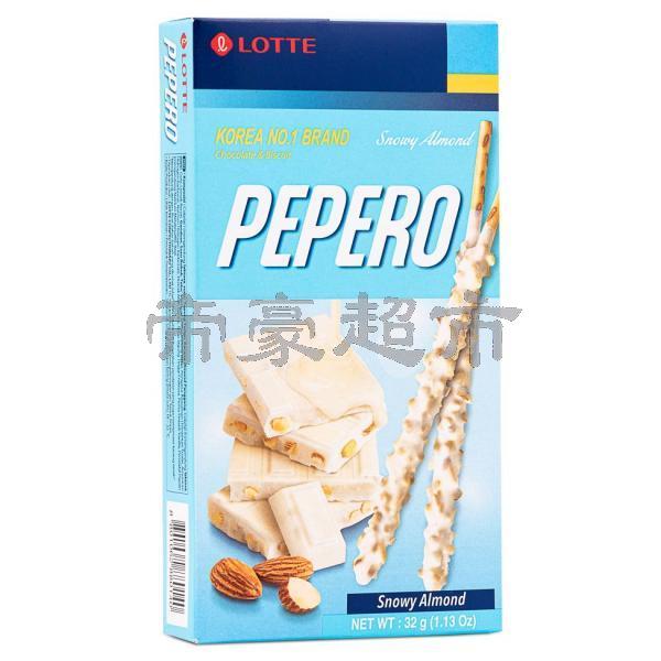 Lotte乐天 Pepero 巧克力夹心饼干-白巧克力杏仁味 32g