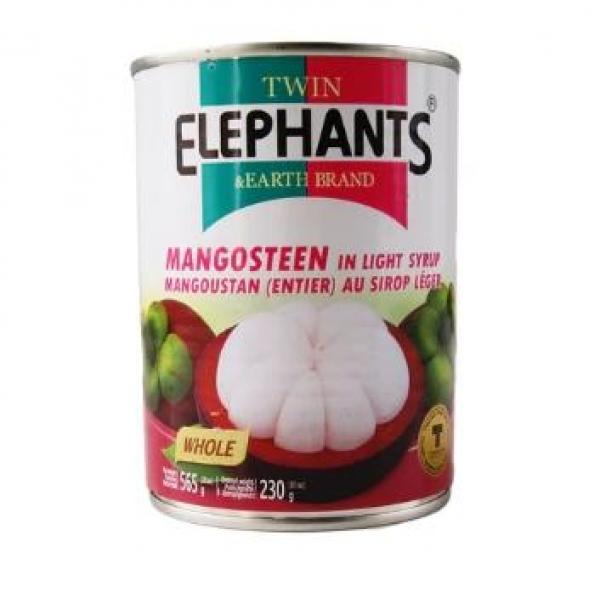 Twin Elephants & Earth Brand  mangosteen whole in light syrup 565g