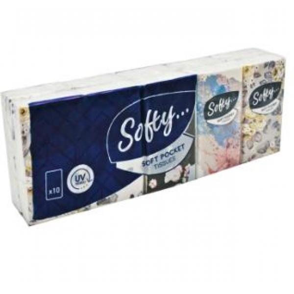 Softy 3 Ply Soft Pocket Tissues 10 Pack