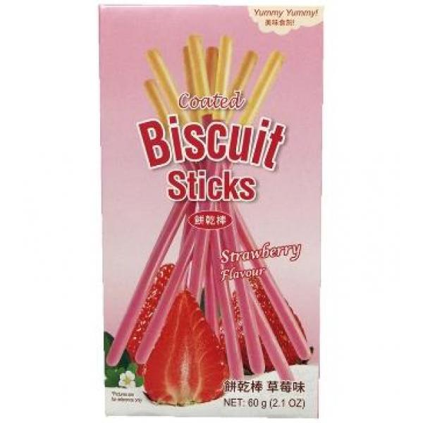 Coated Biscuit Stick Strawberry 60g