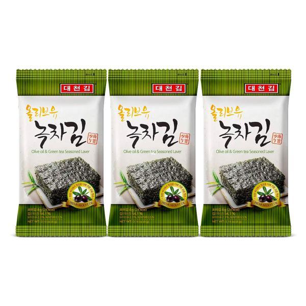 Daechun Olive Oil & Green Tea Seasoned Laver (4g*3 Packs) 12g