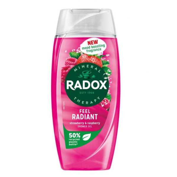 Radox Feel Radiant Shower Gel with Strawberry and Raspberry Fragrance 225ml