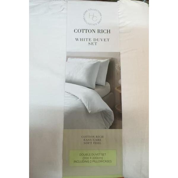 Cotton rich white duvet set  double 