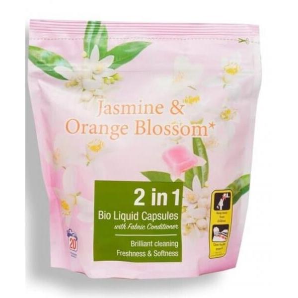 2in1 Bio Liquid Capsules With Fabric Conditioner 20 Washes - Jasmine & Orange Blossom 