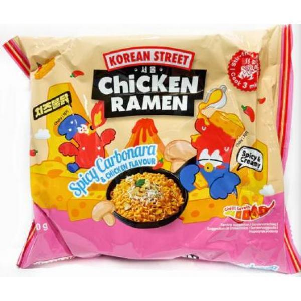 Korean Street Spicy Carbonara Chicken Flavour Stir Fried Noodle 130g*5