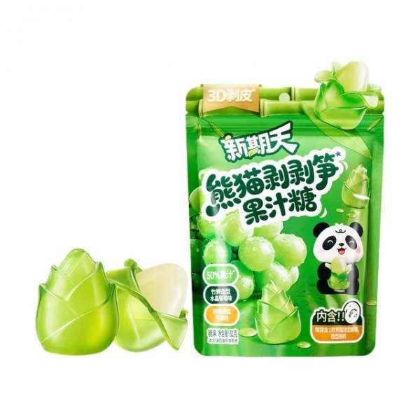 grape Flv peelable gum candy&panda shaped apple flv mashmallow 62g