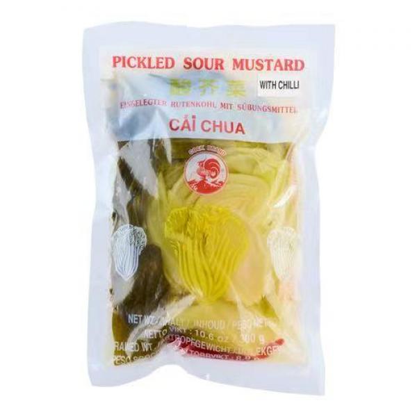 cock brand pickled sour mustard with chilli 300g