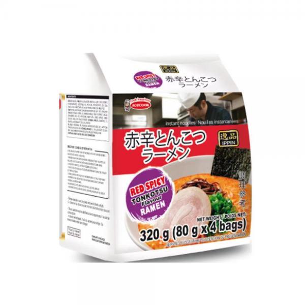 Acecook ippin ins noodles bag red Tonkotsu flavour 80gx4